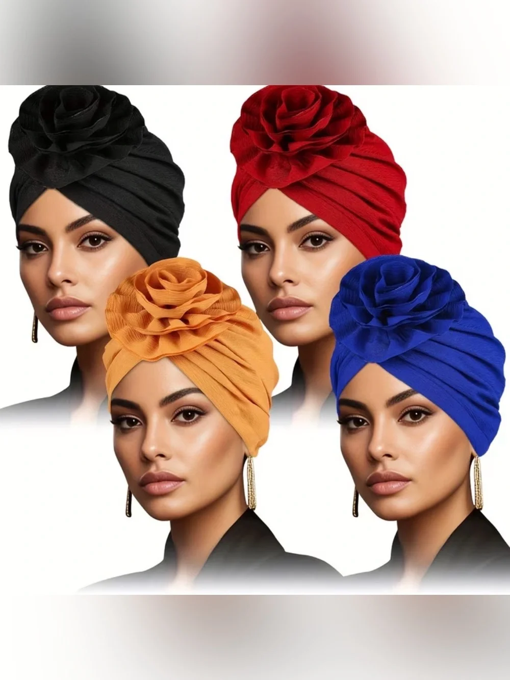 Elegant Floral Turban Headwrap - Multiple Colors